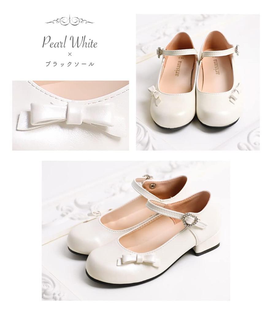 Formal Shoes for Dress Piano White X Beige 22cm [Arisana] Girls, Kids, Shoes, Recital, Children's Shoes, Evelyn, Sole,