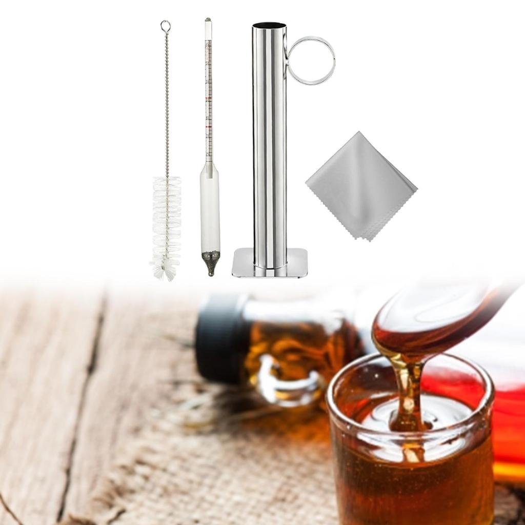 Stainless Steel Hydrometer Cup Maple Syrup Measurement Tool Testing Set with Brush