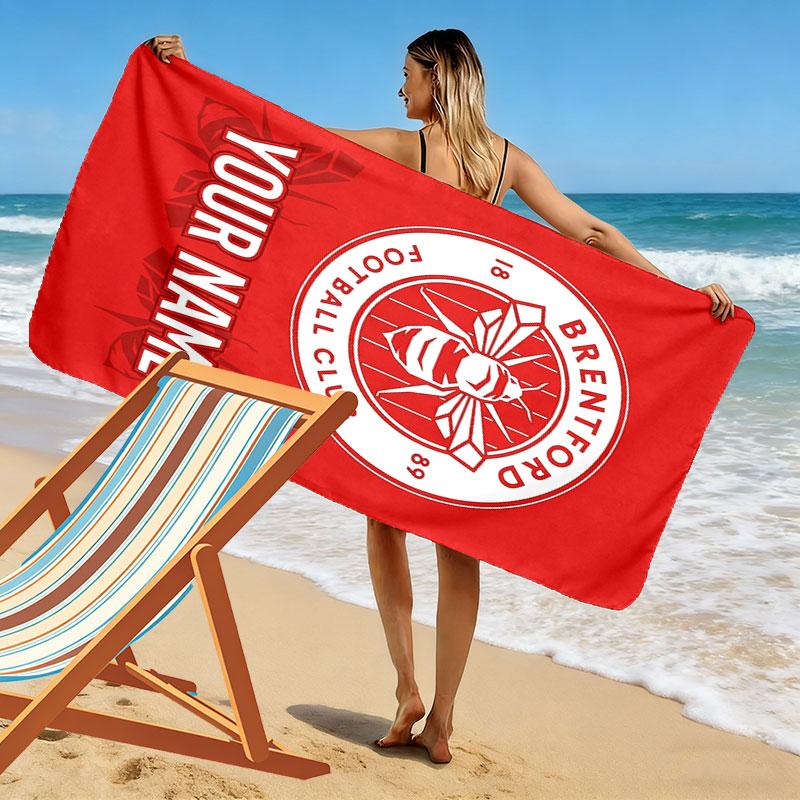 Custom Brentford Print Beach Towel, Large Soft Quick Dry Towel for Beach Camping Swimming