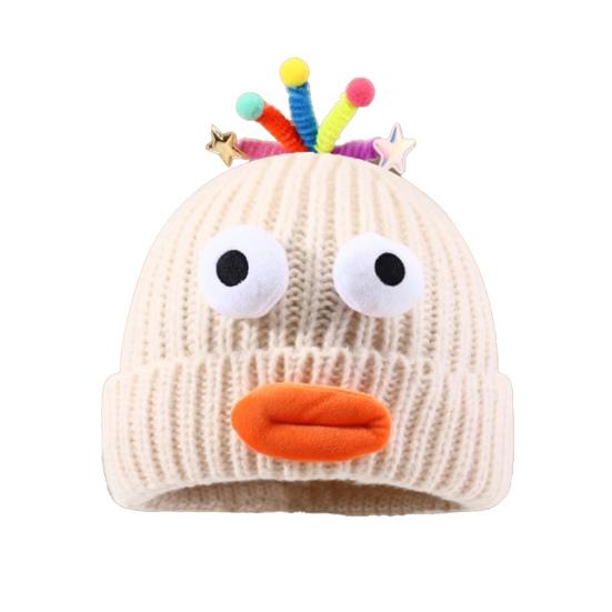 Женская вязаная шапка с дизайном "сосисочный рот", с защитой ушей, теплая шапка, 3D большие глаза, универсальная шапка, зимний аксессуар