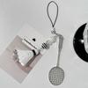 Cute Novelty Mini Badminton Racket Keychain Pendant Creative Car Key Ring Exquisite Backpack Decoration Accessories Gifts