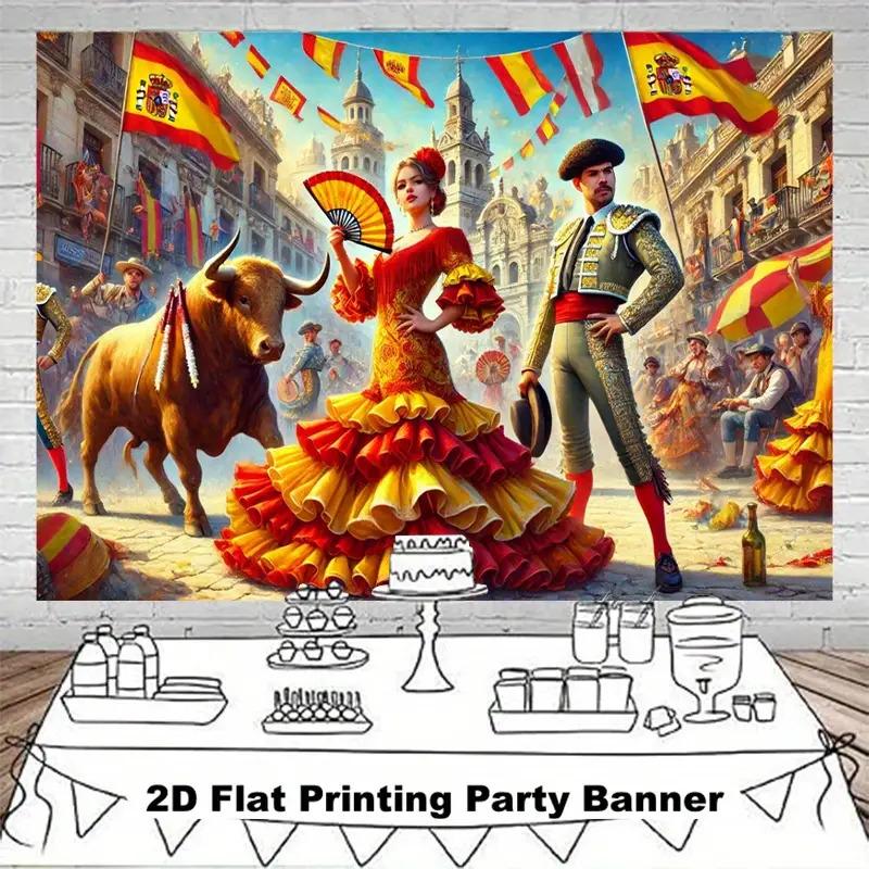 2D flat design, 1 piece, a banner for the Spanish Carnival party, birthday decoration
