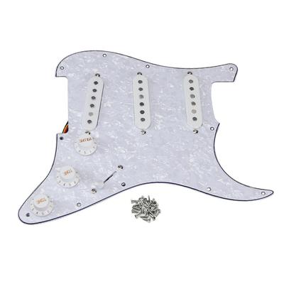 FLEOR Alnico 5 Предварительно распаянный пикгард Stratocaster для электрогитар с 3 звукоснимателями Белый перламутровый сингл -