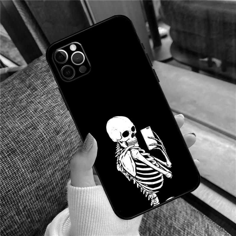 Готический Модный Чехол для Телефона с Черепом для iPhone 11 12 13 14 15 16 Pro Max 12 13 Mini X XR XS MAX 14 Plus Чехол