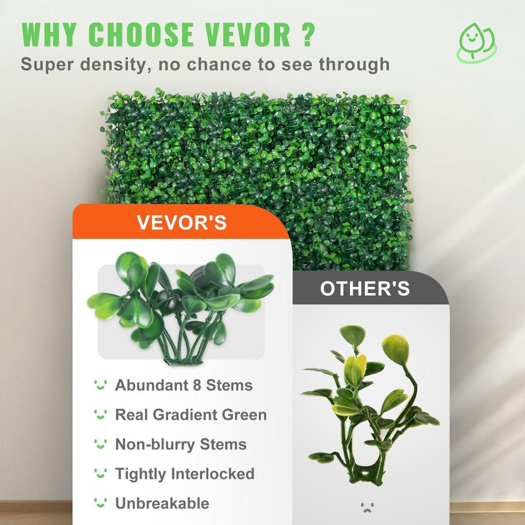 Artificial Boxwood Panel UV 24pcs Boxwood Hedge Wall Panels Artificial Grass Backdrop Wall 20" X 20" 4 cm Green Grass Wall Fake Hedge for Decor