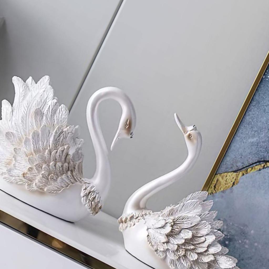 Пара лебедей украшение гостиная тумба под телевизор лебедь украшение современное украшение для дома свадебные подарки