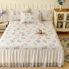 Bed skirt style mica bean cooling mat, washable lace style ice bean bean ice silk cooling mat set of three pieces