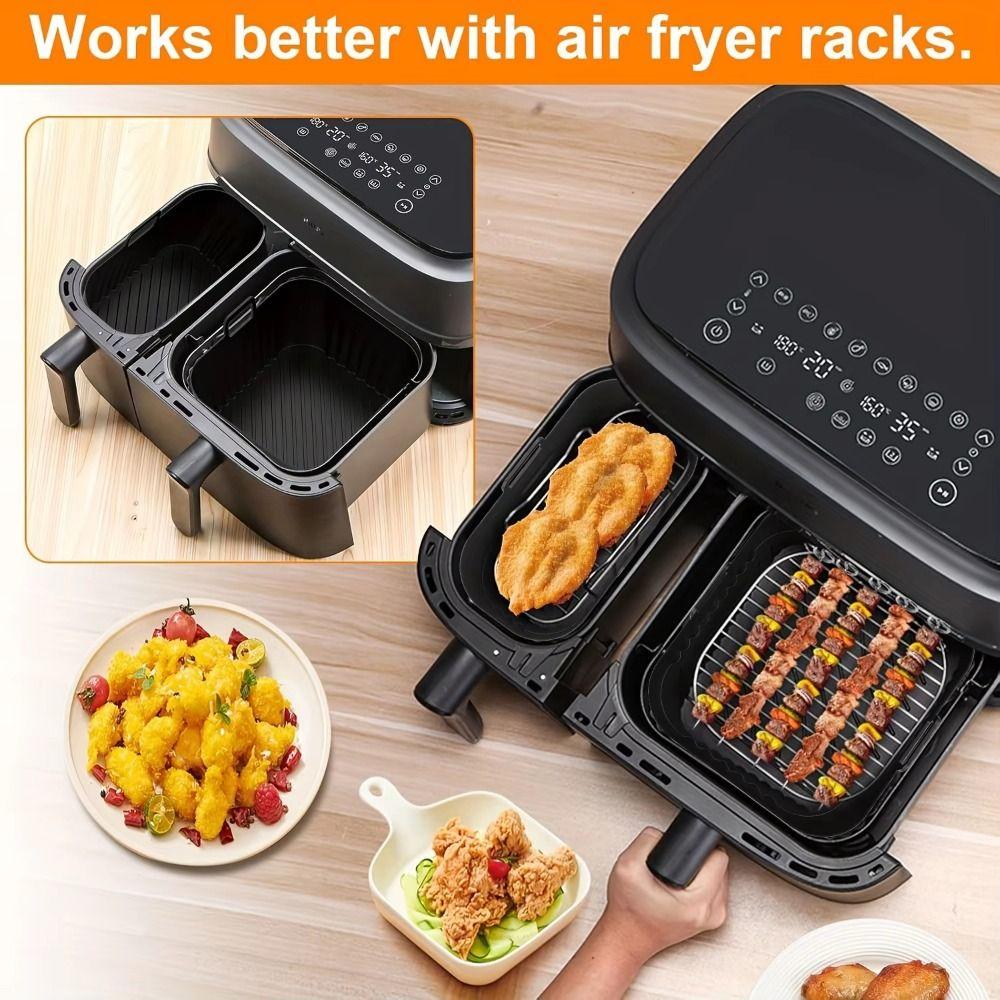 Reusable Dual Basket Baking Tray 6L/3L Air Fryer Silicone Pot Air Fryer Basket Splash Guard Tool