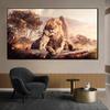 Modern Wild Lion Cubs Canvas Posters and Prints Brown Animal Canvas Paintings Wall Art Picture for Living Room Home Decoration