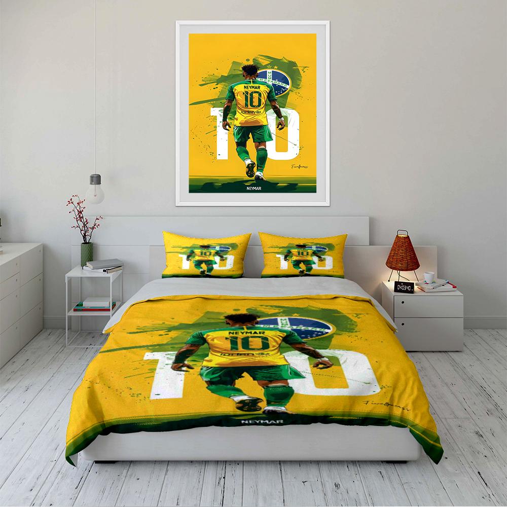 Yellow Brazil Soccer Bedding Set Bedding Duvet Cover Set Duvet Cover Pillowcases Home Decor (1 * Duvet Cover 2 * Pillowcases, without duvet insert)