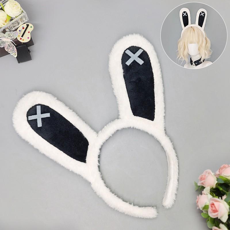 Plush Bunny Ears Headband Cosplay Accessory Anime Convention Animal Ear Costume Hair Band