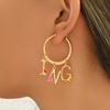 2025 Новые серьги-пусеты для женщин, персонализированные серьги с эмалью и дизайном в виде английского алфавита 'Love', универсальные серьги для женщин