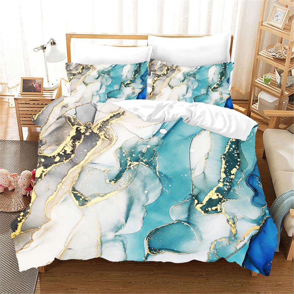 3D черный мрамор современная текстура золотая абстрактная серия полиэстер полный комплект постельного белья односпальная двуспальная кровать пододеяльник 2 шт наволочка