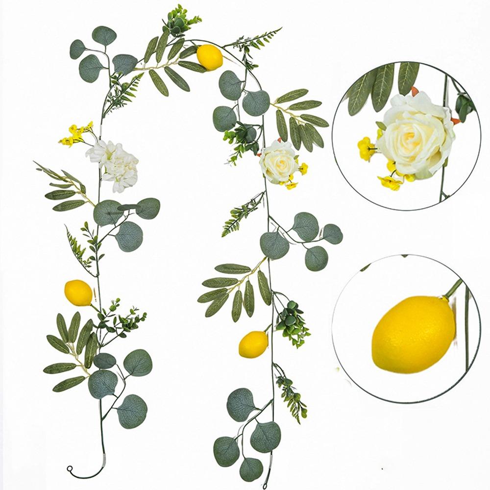 Realistic Artificial Lemon Garland Eucalyptus Leaves Simulation Lemon Vine Kitchen Decor