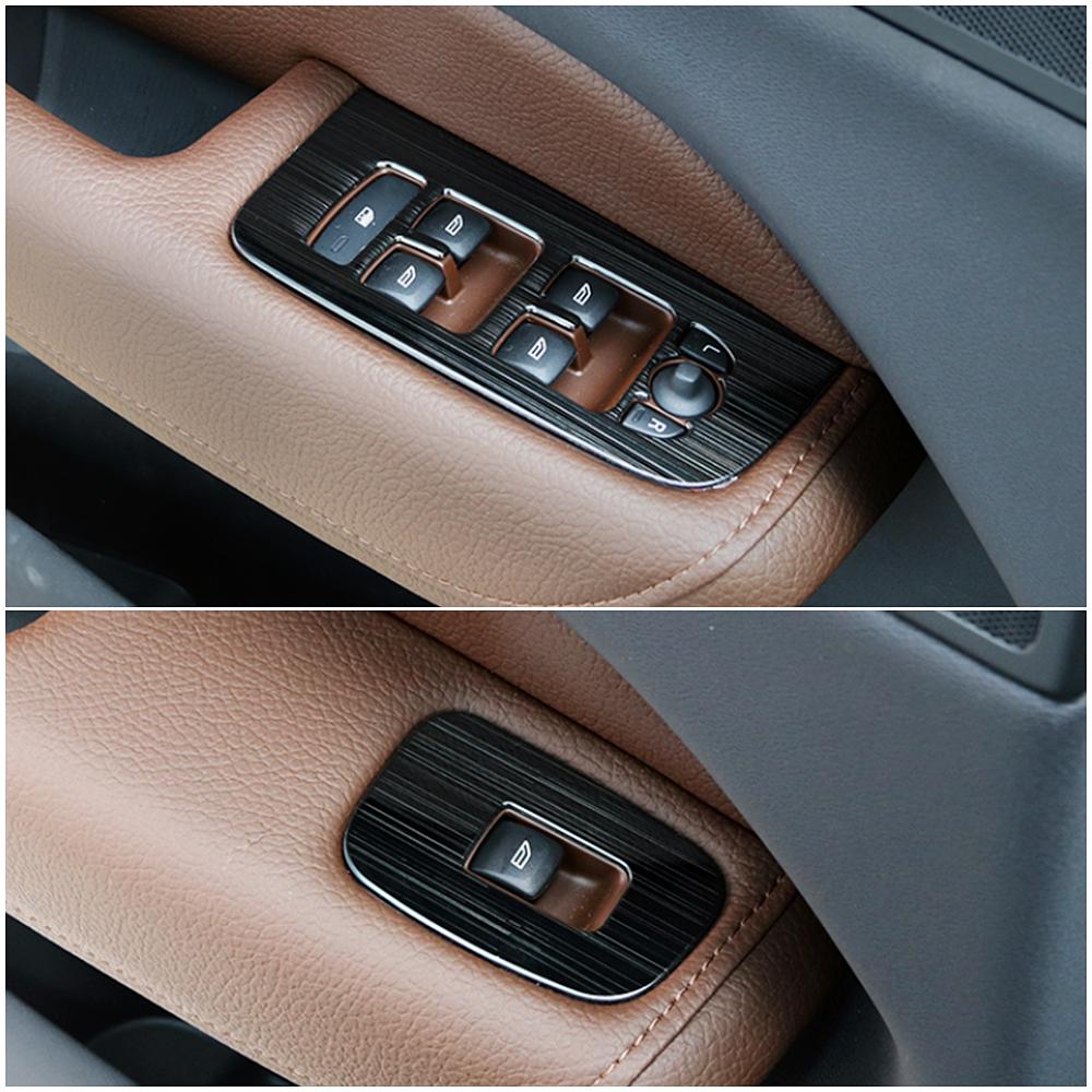 Для Volvo XC60 LHD 2018 2022 внутренняя дверь подлокотник переключатель подъема окна кнопка панели крышка отделка из нержавеющей стали