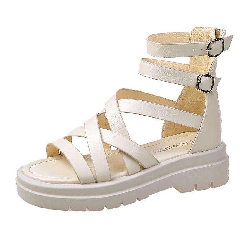 Women's Thick-Soled Cross-Strap Roman Sandals: Comfortable & Breathable, Perfect for Spring & Summer Fashion.