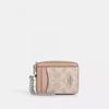 Coach Zip Card Case In Signature Canvas Gold Sand Chalk