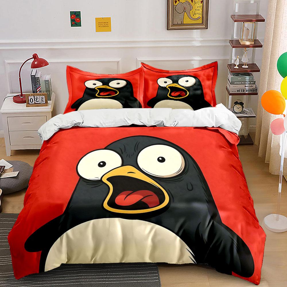 Shocked penguin faces pattern. Bedding sets Duvet cover sets Duvet covers Pillowcases(1 * Duvet Cover 2 * Pillowcases, without duvet insert)