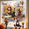 Easy Application Glass Ornaments 4Pcs Halloween Cartoon Window Clings, Pumpkin Ghost Scarecrow Stickers, Clings Removable Waterproof Decals