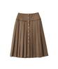 Salon De Yon Classic Button Pleated Skirt_ Brown