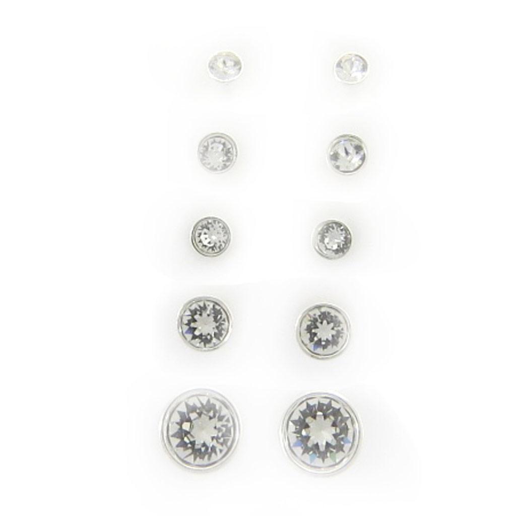 Les Trésors De Lily [L6295] - Набор из 5 пар «Unique» белого цвета (от 2 до 6 мм).