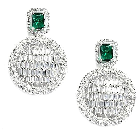 Earring Rhodium Plated Off White Geometruc Shaped Push Back Stud Earring Classic Dailies Jewellery For Girl And Women