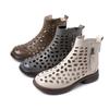 GKTINOO 2025 Summer Ankle Boots Genuine Leather Shoes Women Mid Heels Sandals Side Zip Boots Cutout Breathable Mujer Zapatos