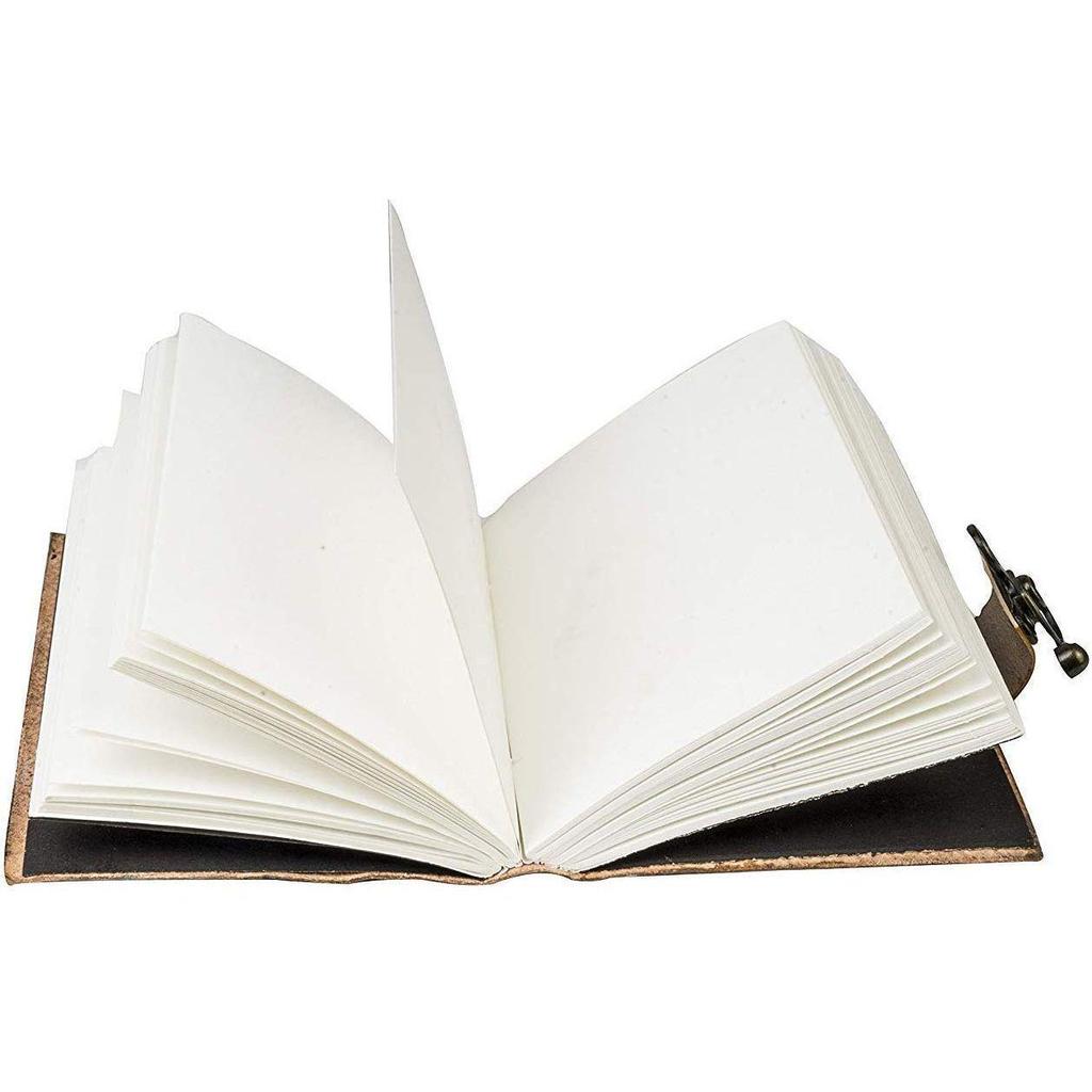Leather Journal Leaf Notebook Travel Writing Diary or Vintage Sketch Book Cotton Paper for Men & Women (7x5 Inch)
