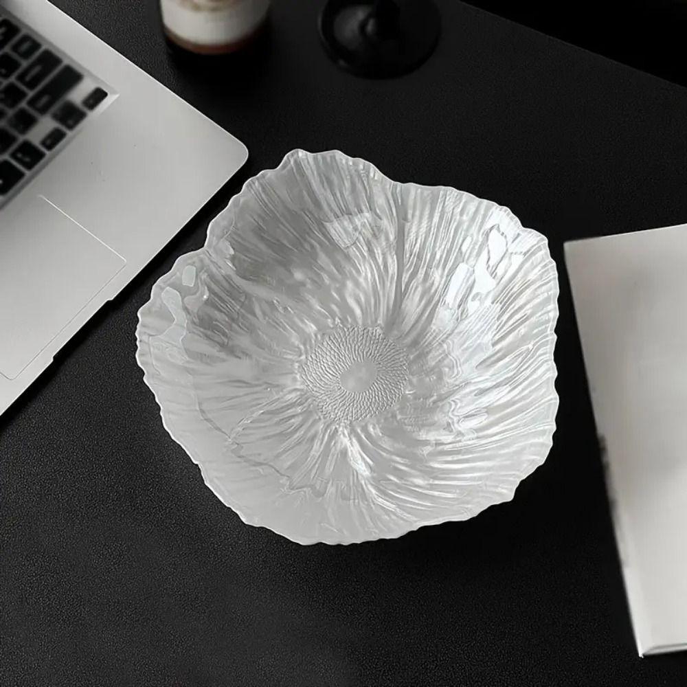 Crystal Glass Art Glass Bowl Flower-shaped Dessert Dish Modern Candy Tray  Fruits