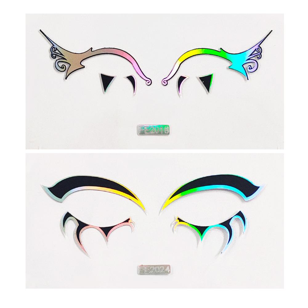 Временная наклейка для лица, наклейка для татуировки, сценическое искусство, наклейка для красоты, сделай сам, имитация лазерного лазера, наклейка для лица, наклейка