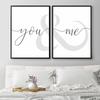Ты и я Искусство Минималистичные Абстрактные Плакаты И Принты Свадебная Пара Цитата Настенная Картина Ты Я Письма Картина на Холсте Домашний Декор