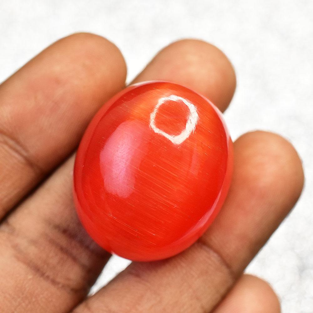Luxury 102 Ct Cabochon Cut Natural Orange Cat's Eye Loose Gemstone