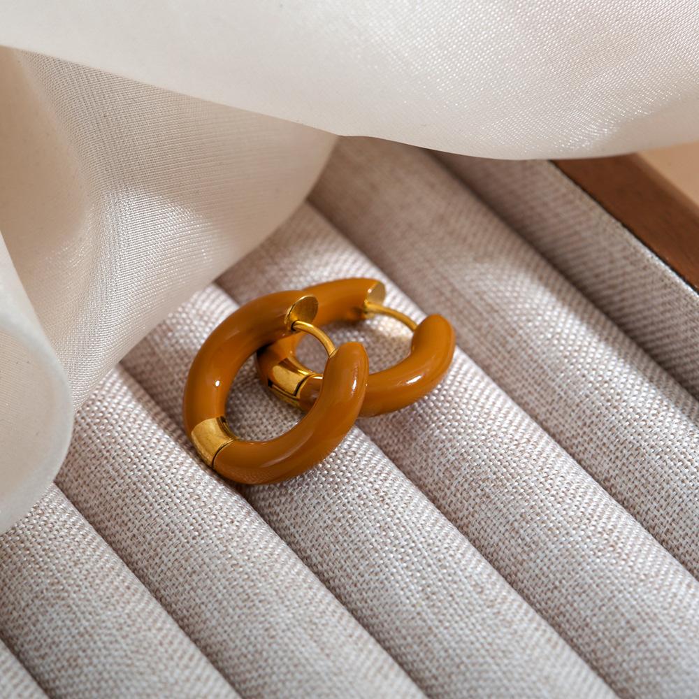 Французский новый цвет капельный отпуск круг серьги уха пряжка мода сладкий темперамент серьги женщины