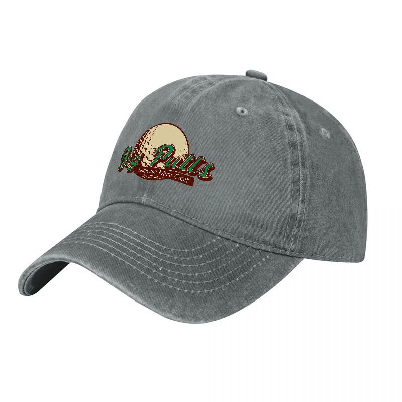 Palm Tree Mini Golf Logo Washed Cotton Baseball Cap Classic Vintage Design Outdoor Adventure Style Unisex Adjustable Hat