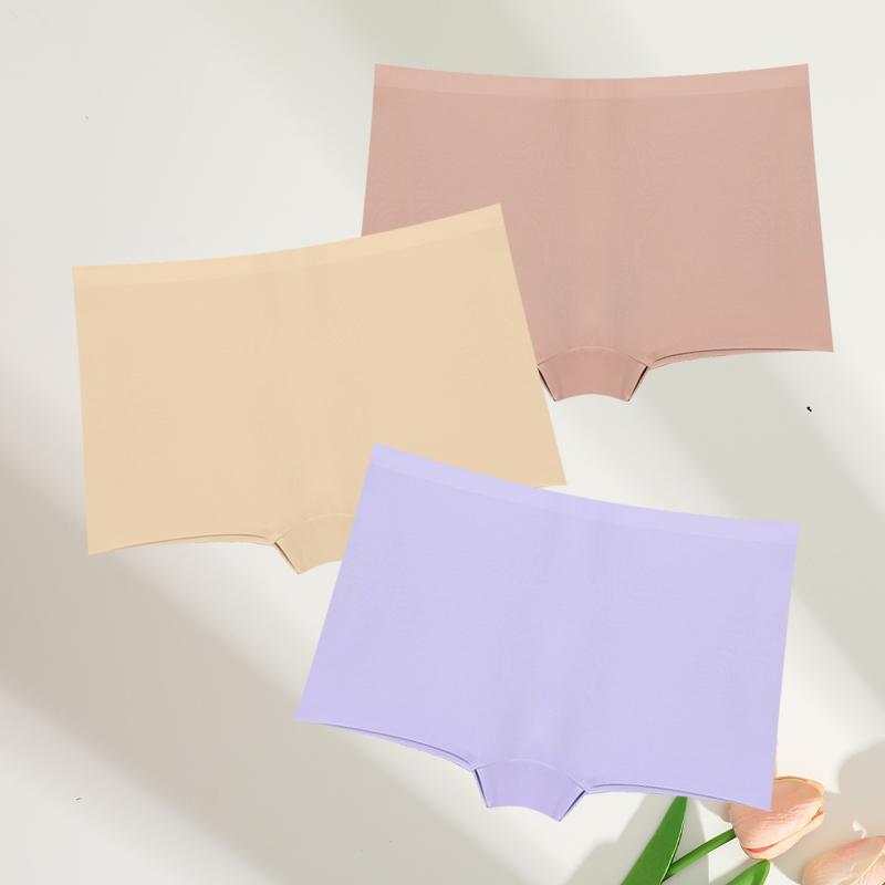 FINETOO 3pc Seamless Soft Boyshort Women's Panties Sexy Breathable Invisible Underwear Female Soild Comfortable Stretch Lingerie
