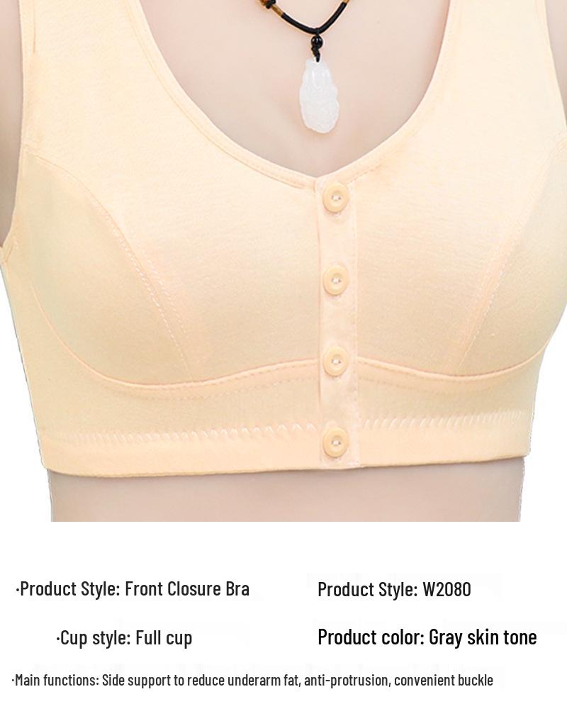 Хлопковый жилет-бра без косточек с застежкой спереди для женщин среднего и пожилого возраста, большого размера, тонкий