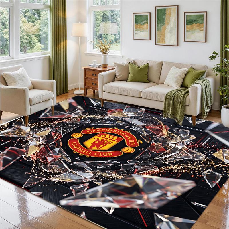 Manchester United Design Crystal Velvet Rug Soft Decorative Mat for Bedroom Entrance