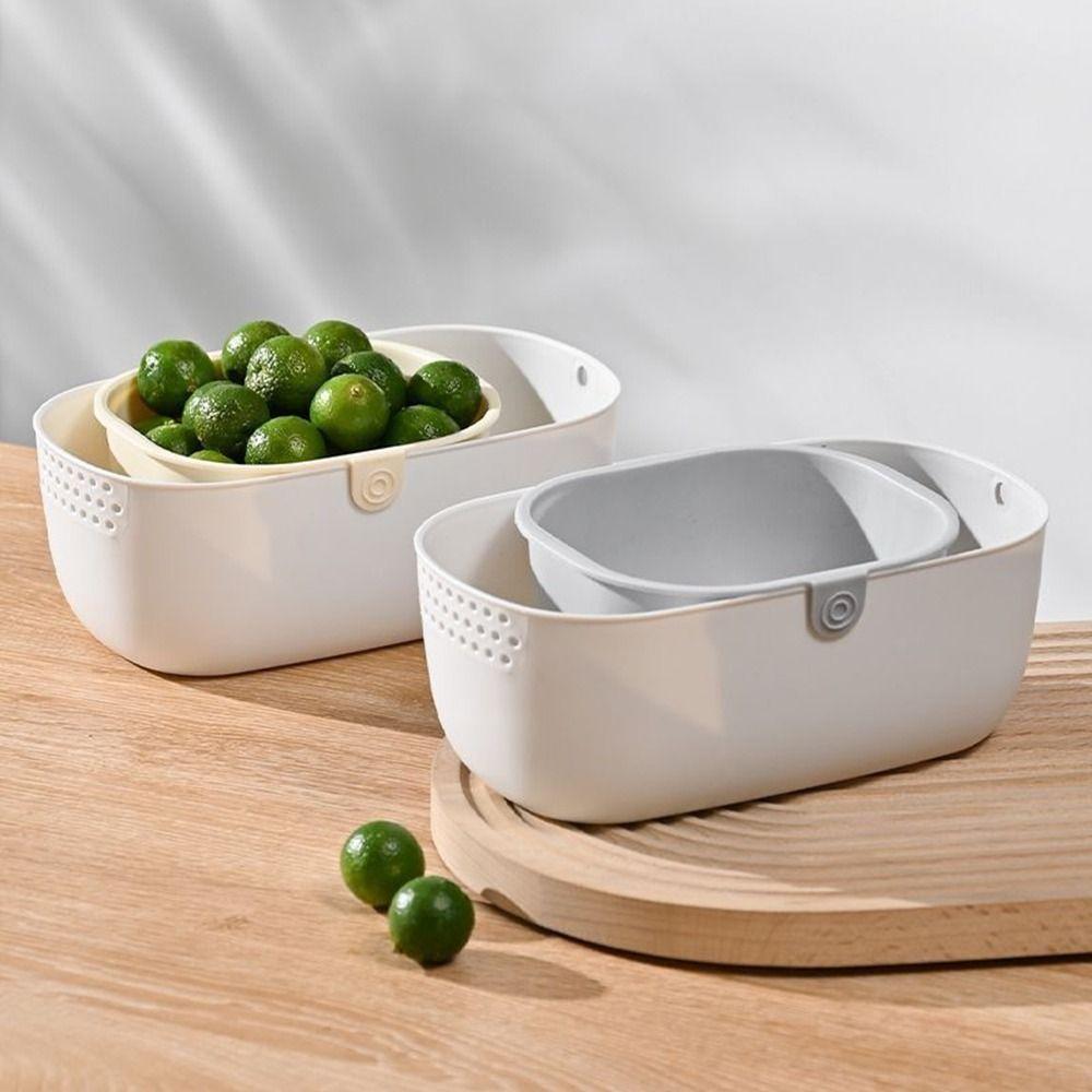 Drainable Double-Layer Fruit Drain Basket Thickened Dried Fruit Box Snack Storage Box Kitchen