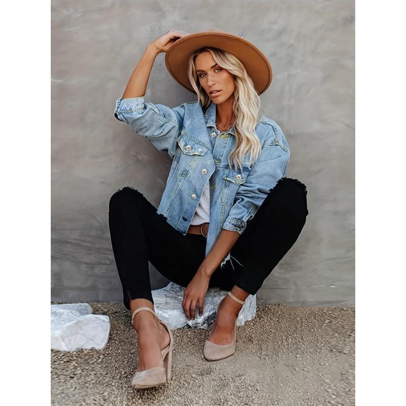 Осенняя женская короткая свободная куртка джинсовая куртка