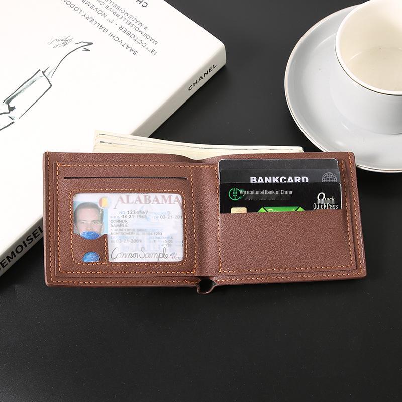Мужской тонкий кожаный кошелек и держатель для карт