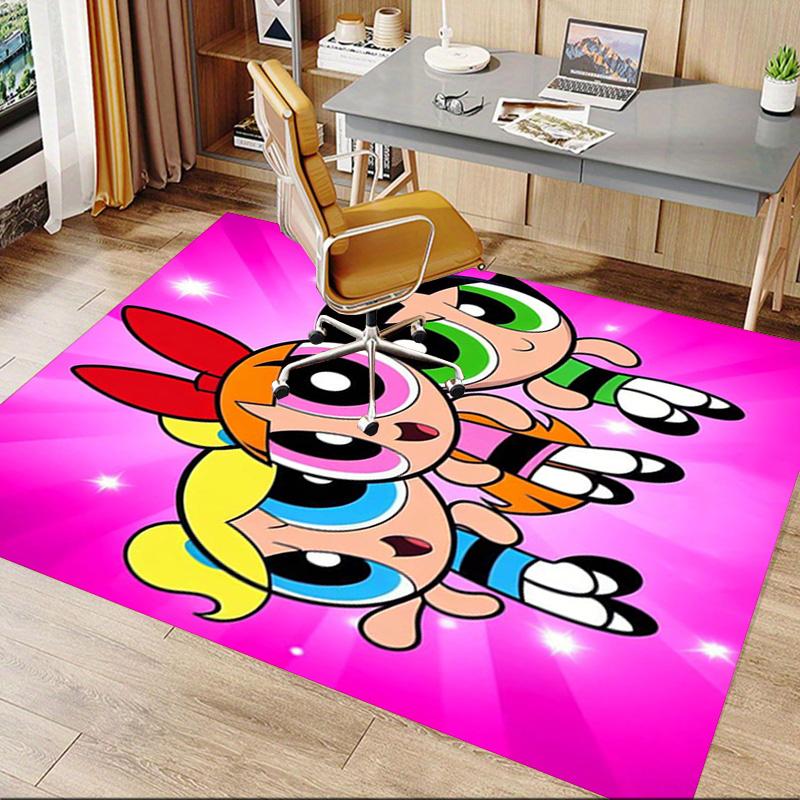 Powerpuff Girls Adventure Carpet For Playroom Bedroom Living Room Sofa Home Decorkids Game Area Rug Nonslip Floor Mat