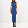 European and American Summer Sleeveless High Neck Knitted Dress Sexy Slim Fit Knitted Sweater Long Skirt