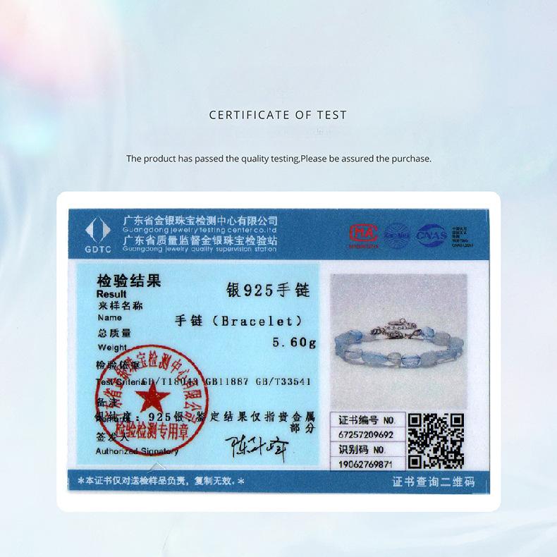 Браслет из синего кристалла Женский Нишевый из стерлингового серебра S925 Браслет на удачу и энергию Ручное украшение