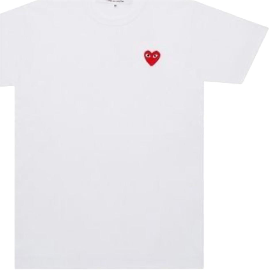 CDG Play T-Shirts Unisex White Crew Neck Moderate AX-T108-051-WHITE