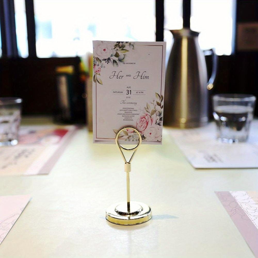 4pcs Premium Table Place Card Holders with Weighted Base Stand and Clip Table Number Holders Metal Place Card Holders Wire Picture Holders