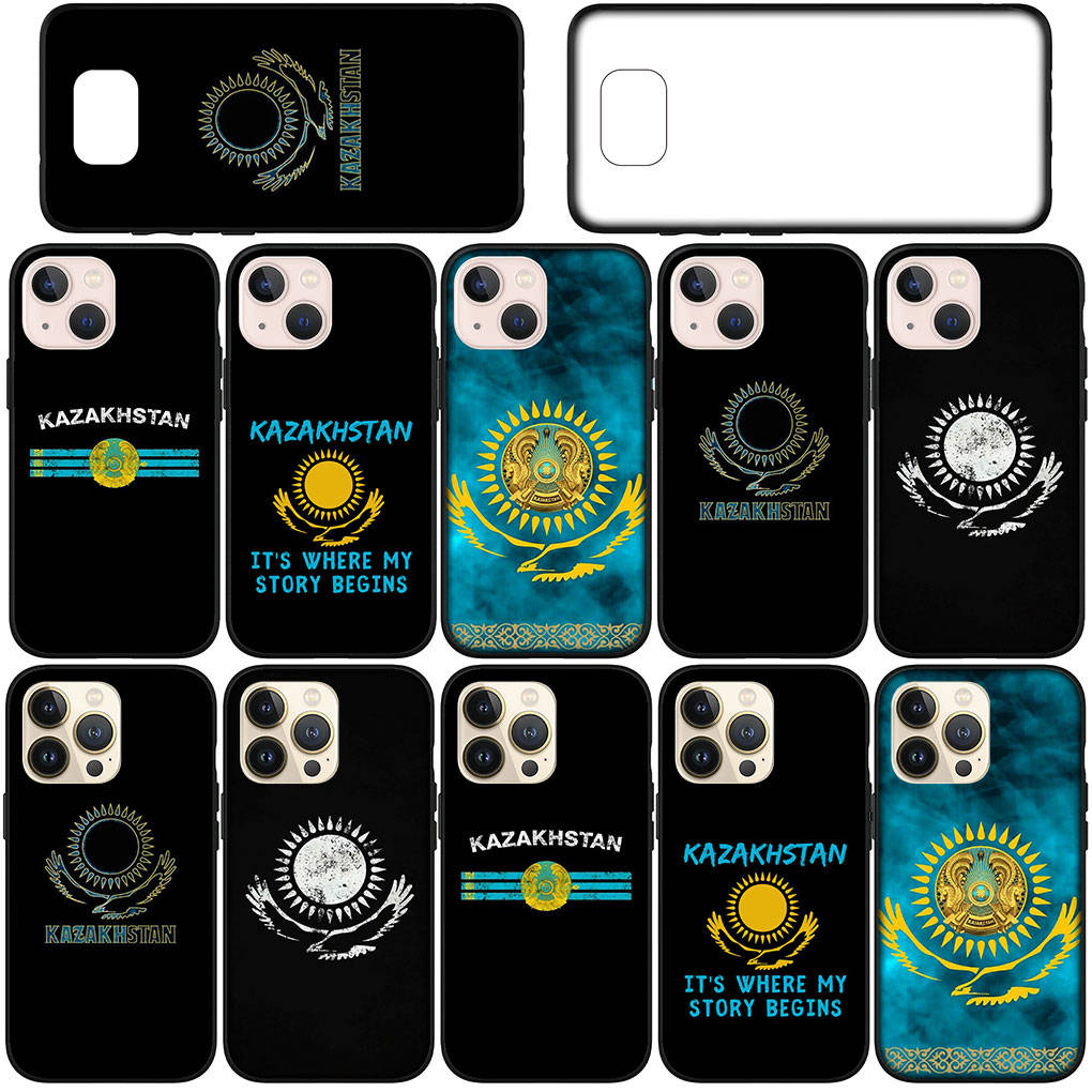 Чехол для iPhone 16 15 Xiaomi Redmi Note 14 13 12 11 Pro Max X 8 9 16e Samsung Galaxy S25 S24 S23 Moto G85 14C OPPO Huawei Казахстан Флаг телефон чехол