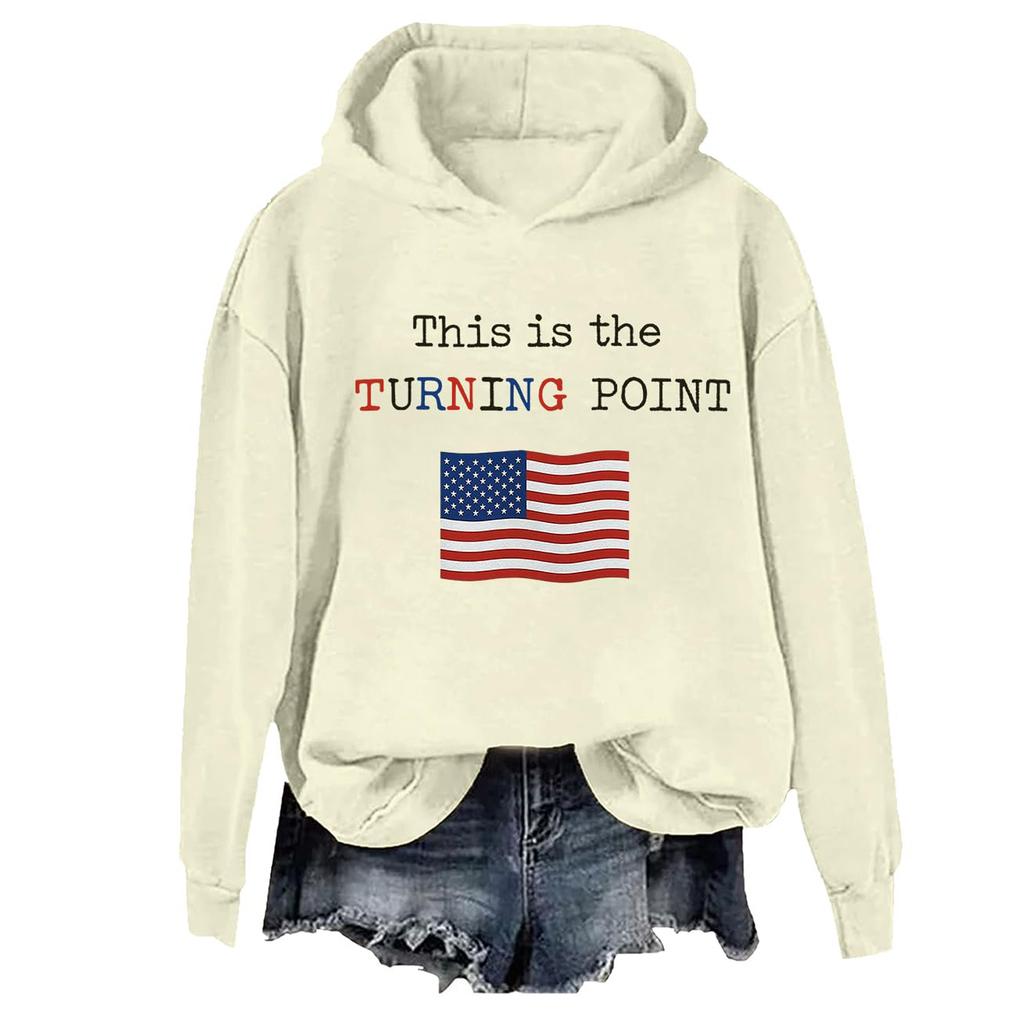 Ladies Fashion Casual Long Sleeve Printed Round Neck Hoodie Pullover Top