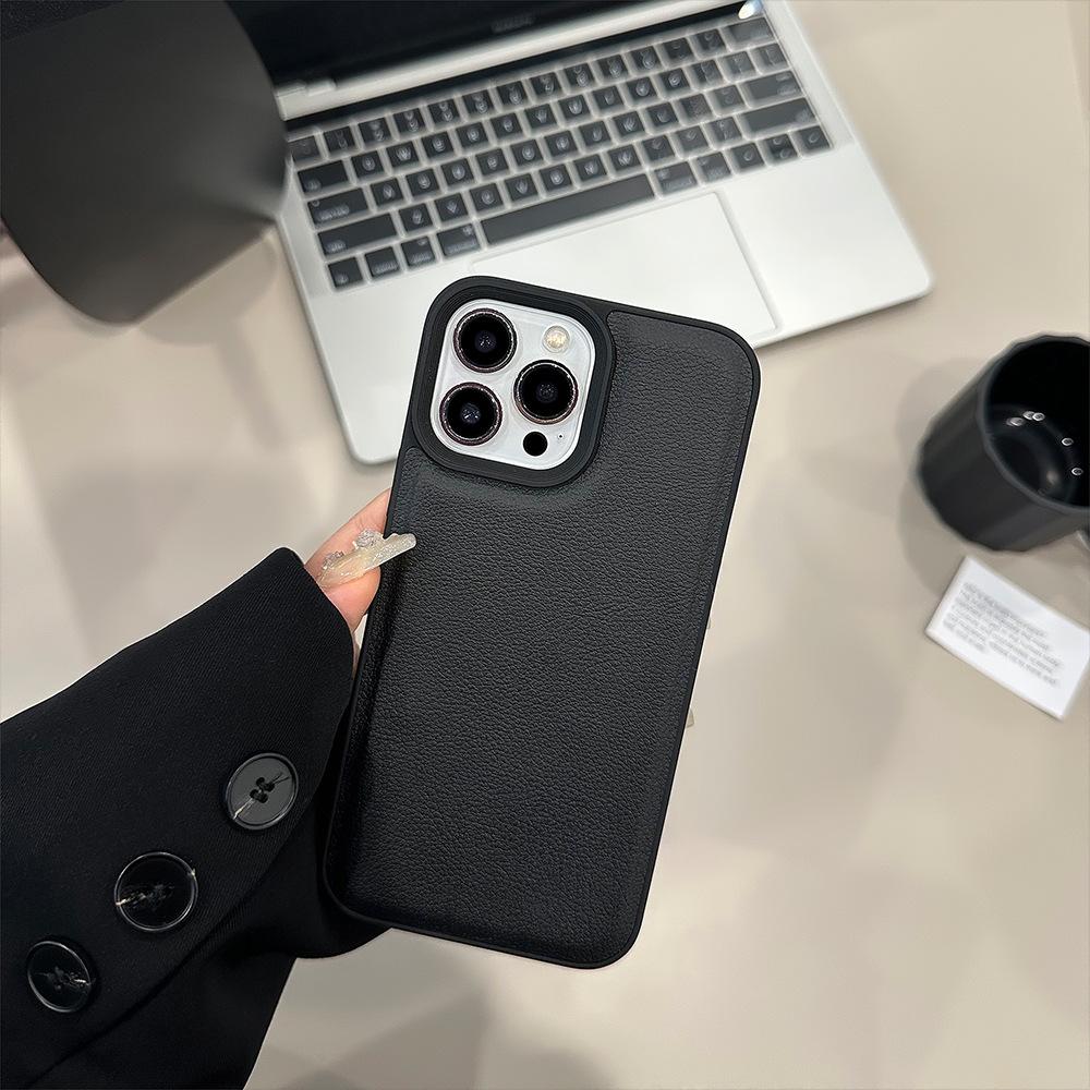 Премиальный чехол для телефона с текстурой черной кожи для iPhone 15 14 13 12 11 Pro Max, чехол-бампер из ТПУ, защита от падений, Новые продукты
