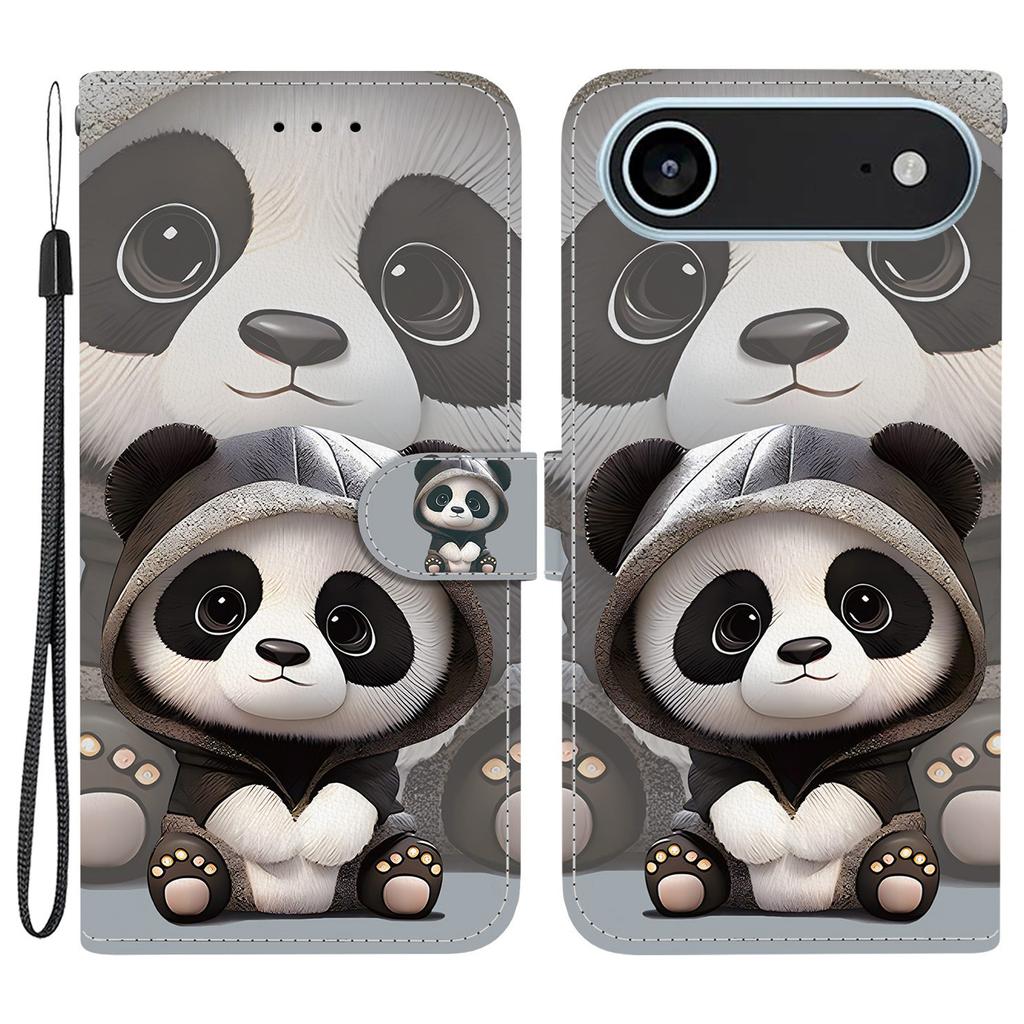 Для iPhone 17 Air Чехол-кошелек с принтом из кожи, подставка, чехол для телефона с ремешком