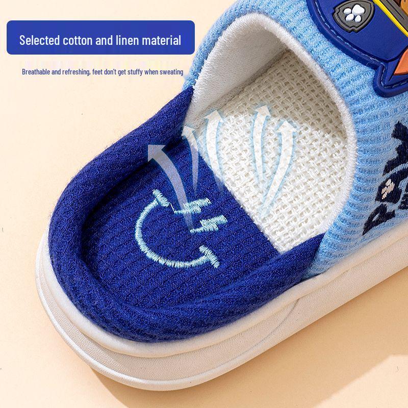 Детские нескользящие тапочки Щенячий патруль - Хлопковые льняные для мальчиков и девочек, весна/лето